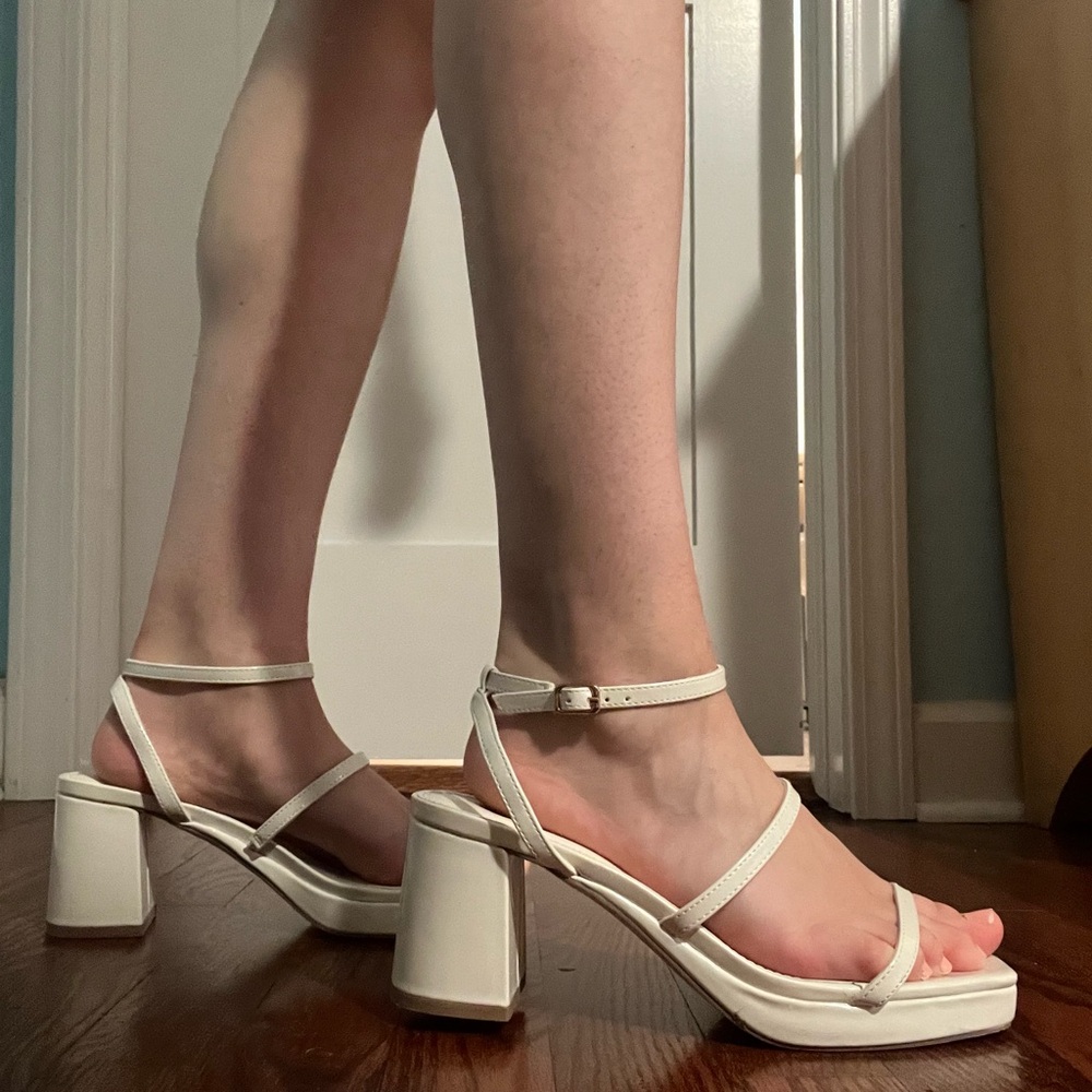 Elegant White Strappy Heels